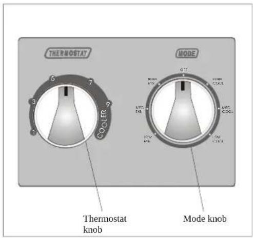 THERMOSTAT COOLER 5 7 3 7 1 MODE MEN KFFR HIVW 40kV 200kV COOL KFFR ECC 120kV 200kV Mode knob Thermostat knob