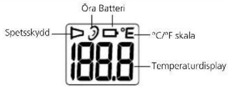 Spetsskydd Öra Batteri 188.0 °C/°F skala Temperaturdisplay