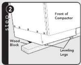 step 2 Front of Compactor Wood Block Leveling Legs