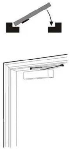 Diagram showing a structural component with an arrow pointing to a bracket and a separate view of a frame structure (no text or symbols)