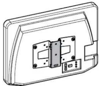 Technical line drawing of a device casing with internal compartments and mounting holes (no text or symbols)