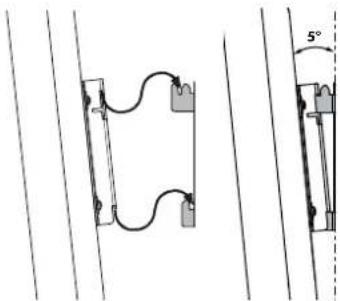 Technical diagram showing two mechanical components with a 5° angle标注 (no text or symbols present)