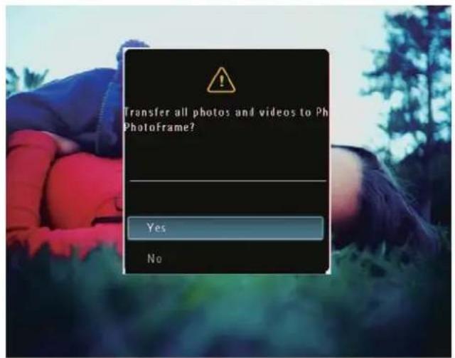 Transfer all photos and videos to Ph PhotoFrame? Yes No