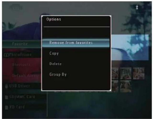 Options Remove from favorites Copy Delete Group By