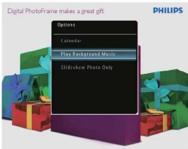 Digital PhotoFrame makes a great gift Options Calendar Play Background Music Slideshow Photo Only PHILIPS