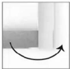 Simple curved arrow pointing upward from a rectangular block (no text or symbols)
