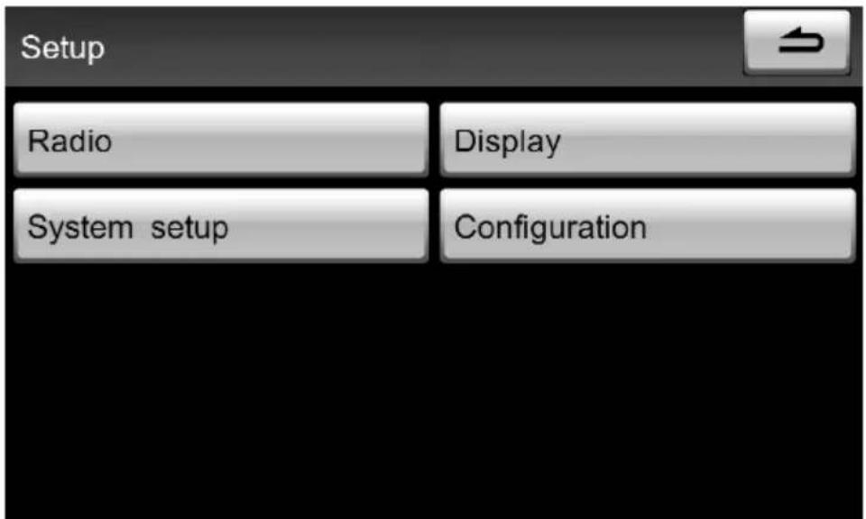 Setup Radio Display System setup Configuration