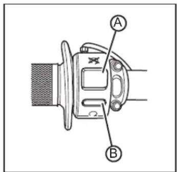 Technical diagram of a mechanical component with labeled parts A and B