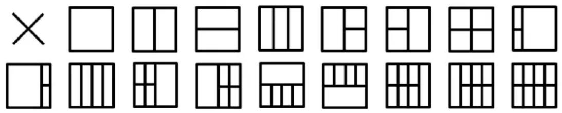 Grid pattern puzzle with geometric shapes and a cross symbol, likely for logic or pattern recognition