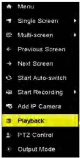 Menu Single Screen Multi-screen Previous Screen Next Screen Start Auto-switch Start Recording Add IP Camera Playback PTZ Control Output Mode