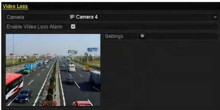 Video Loss Camera IP Camera 4 Enable Video Loss Alarm Settings