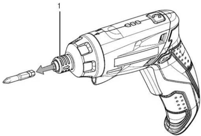 Technical line drawing of a handheld electric drill with screwdriver (no text or symbols)