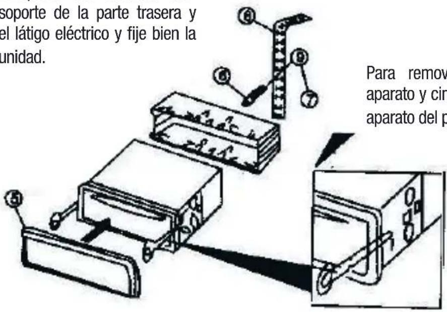 soporte de la parte trasera y el látigo eléctrico y fije bien la unidad. Para remov aparato y cir aparato del p