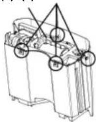 Technical diagram of a mechanical component with labeled parts and triangular connection points