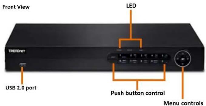Front View LED USB 2.0 port Push button control Menu controls