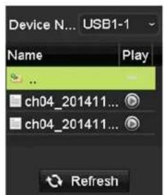 Device N... USB1-1 Name Play ch04_201411... ch04_201411... Refresh