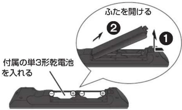 PANASONIC DMR-BRG2030 - リモコンに電池を入れる - 1
