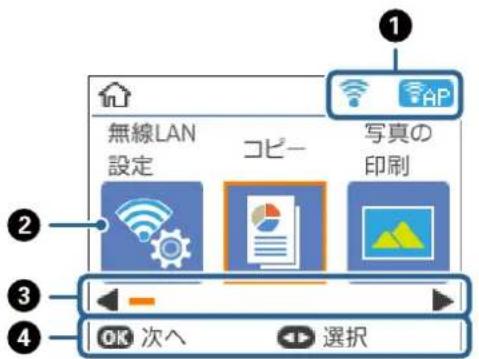 EPSON Colorio EP-810AB - ホーム画面の見方と使い方 - 1