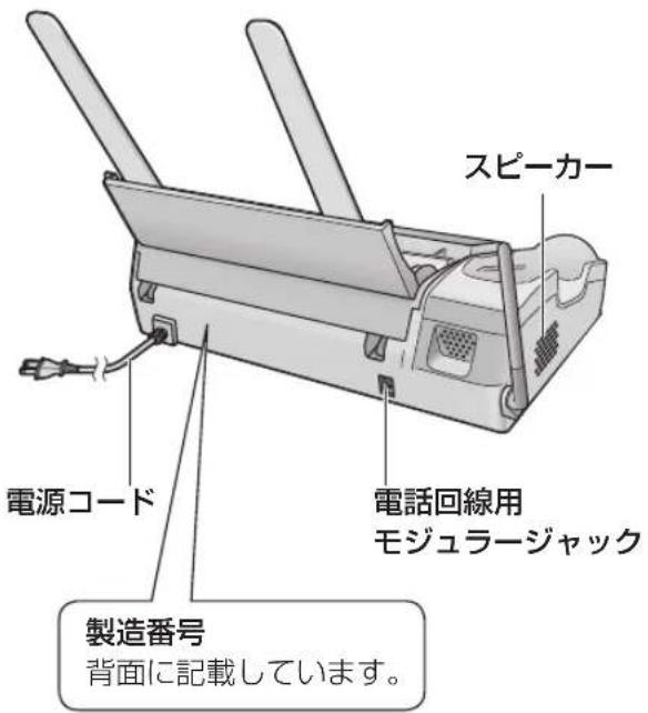 スピーカー 電話回線用 モジュラージャック 電源コード 製造番号 背面に記載しています。