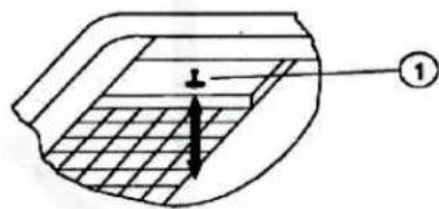 Technical diagram showing a mechanical component with labeled parts and directional arrow