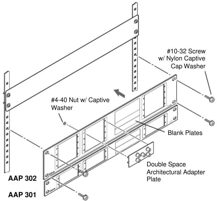 #4-40 Nut w/ Captive Washer #10-32 Screw w/ Nylon Captive Cap Washer Blank Plates Double Space Architectural Adapter Plate AAP 302 AAP 301
