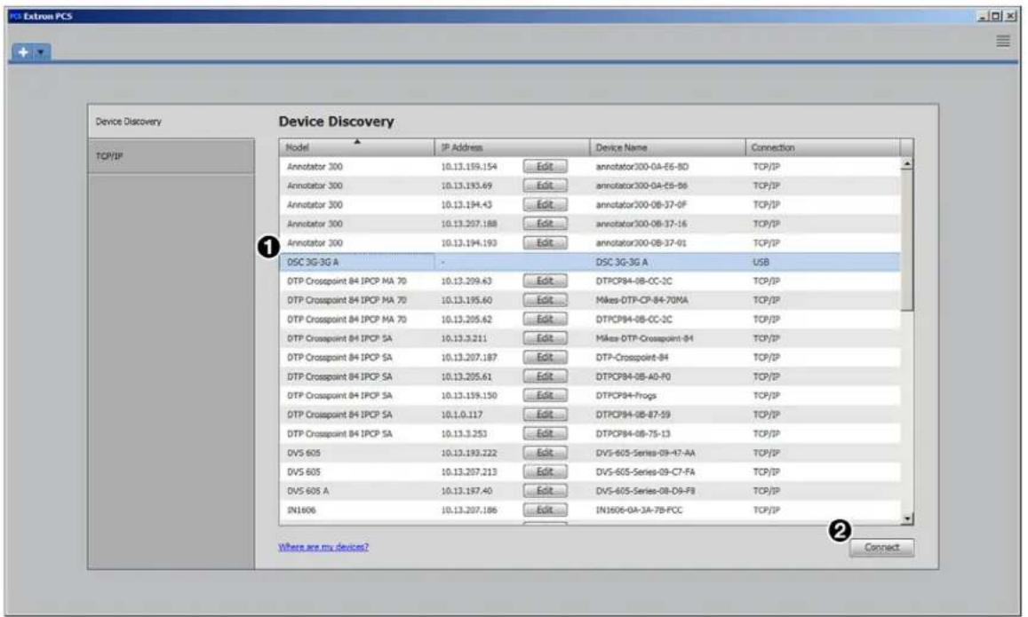 Device Discovery Model IP Address Device Name Connection Annotator 300 10.13.159.154 Edit annotator/00-0A-E6-8D TCP/IP Annotator 300 10.13.193.69 Edit annotator/00-0A-26-06 TCP/IP Annotator 300 10.13.194.43 Edit annotator/00-0B-37-0F TCP/IP Annotator 300 10.13.207.188 Edit annotator/00-0B-37-16 TCP/IP Annotator 300 10.13.194.193 Edit annotator/00-0B-37-01 TCP/IP OSC 3G-3G A - DSC 3G-3G A USB OTP Crosspoint 84 IPCP MA 70 10.13.209.63 Edit DTPC84-0B-CC-2C TCP/IP OTP Crosspoint 84 IPCP MA 70 10.13.195.60 Edit Mikes-DTP-CP-84-70MA TCP/IP OTP Crosspoint 84 IPCP MA 70 10.13.205.62 Edit DTPC84-0B-CC-2C TCP/IP OTP Crosspoint 84 IPCP SA 10.13.3.211 Edit Mikes-DTP-Crosspoint-84 TCP/IP OTP Crosspoint 84 IPCP SA 10.13.207.187 Edit DTP-Crosspoint-84 TCP/IP OTP Crosspoint 84 IPCP SA 10.13.205.61 Edit DTPC84-0B-A0-F0 TCP/IP OTP Crosspoint 84 IPCP SA 10.13.159.150 Edit DTPC84-Frogs TCP/IP OTP Crosspoint 84 IPCP SA 10.1.0.117 Edit DTPC84-0B-87-59 TCP/IP OTP Crosspoint 84 IPCP SA 10.13.3.253 Edit DTPC84-0B-75-13 TCP/IP DVS 605 10.13.193.222 Edit DVS-605-Series-09-47-AA TCP/IP DVS 605 10.13.207.213 Edit DVS-605-Series-09-C7-FA TCP/IP DVS 605 A 10.13.197.40 Edit DVS-605-Series-08-D9-F8 TCP/IP IN1606 10.13.207.186 Edit IN1606-0A-3A-7B-FCC TCP/IP Where are my devices? Connect