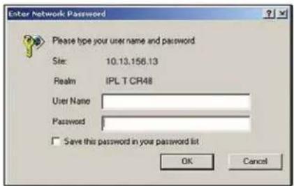 Enter Network Password Please type your user name and password Site: 10.13.156.13 Realm IPL T CR48 User Name: Password: Save this password in your password list OK Cancel