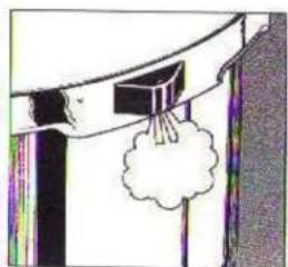 Simple line drawing of a window with a cloud, no text or symbols present