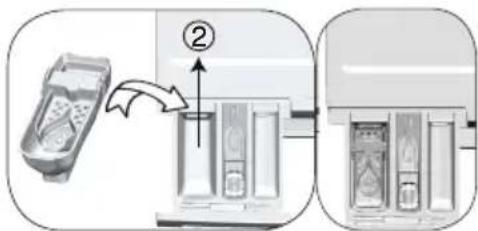 Diagram showing a device being processed into a storage unit, with labeled step ② indicating process flow.