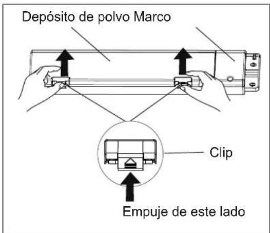 Depósito de polvo Marco Clip Empuje de este lado