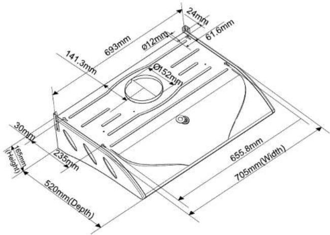 693mm Ø12mm 24mm 61.6mm 141.3mm Ø152mm 30mm 165mm 235mm 18mm 520mm(Depth) 655.8mm 705mm(Width) Height
