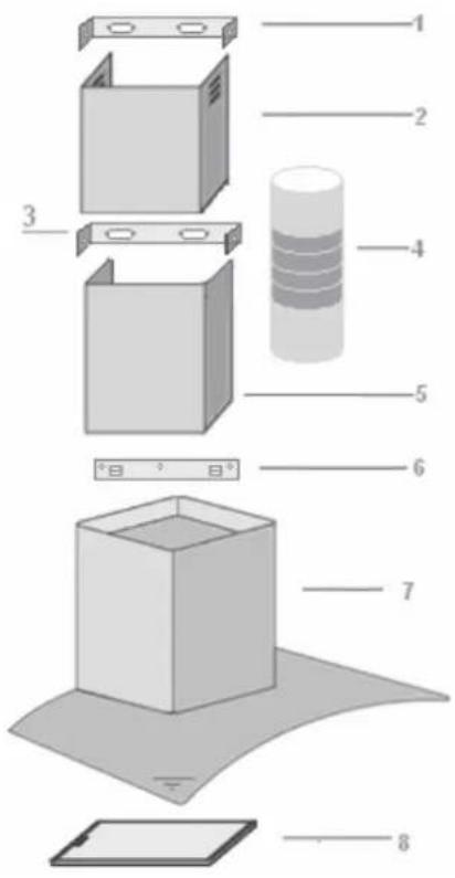Exploded view diagram of a storage unit with numbered parts for identification