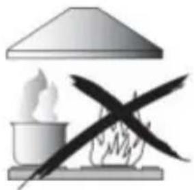 Illustration of a campfire setup with a steaming pot and a crossed-out flame (no text or symbols)