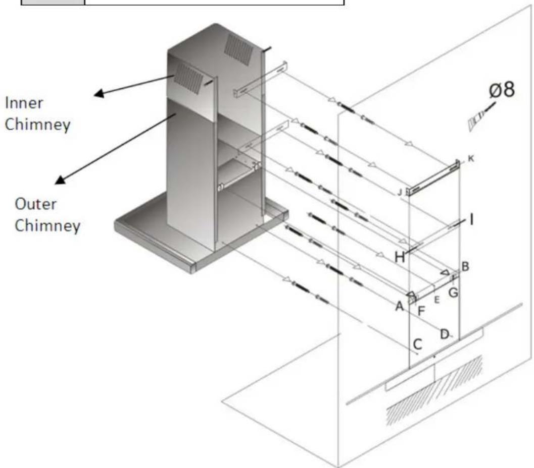 Inner Chimney Outer Chimney Ø8 K J I H B A F E G C D