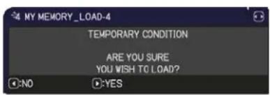 MY MEMORY_LOAD-4 TEMPORARY CONDITION ARE YOU SURE YOU WISH TO LOAD? NO YES