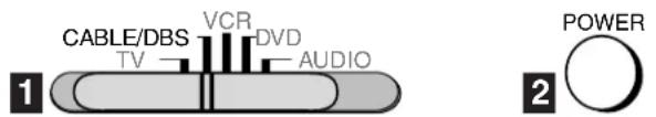 CABLE/DBS VCR DVD AUDIO 1 POWER 2