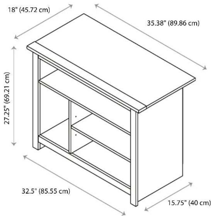 18" (45.72 cm) 35.38" (89.86 cm) 27.25" (69.21 cm) 32.5" (85.55 cm) 15.75" (40 cm)