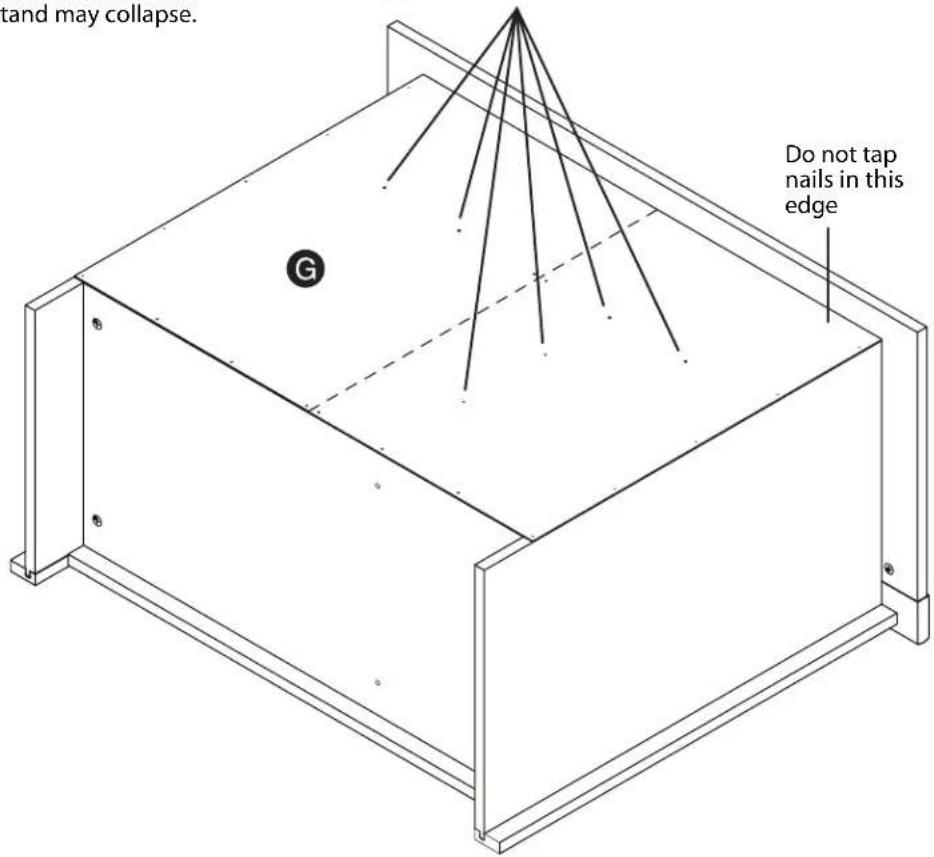 stand may collapse. G Do not tap nails in this edge