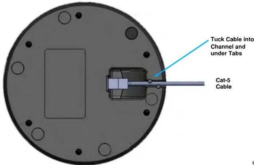 Tuck Cable into Channel and under Tabs Cat-5 Cable