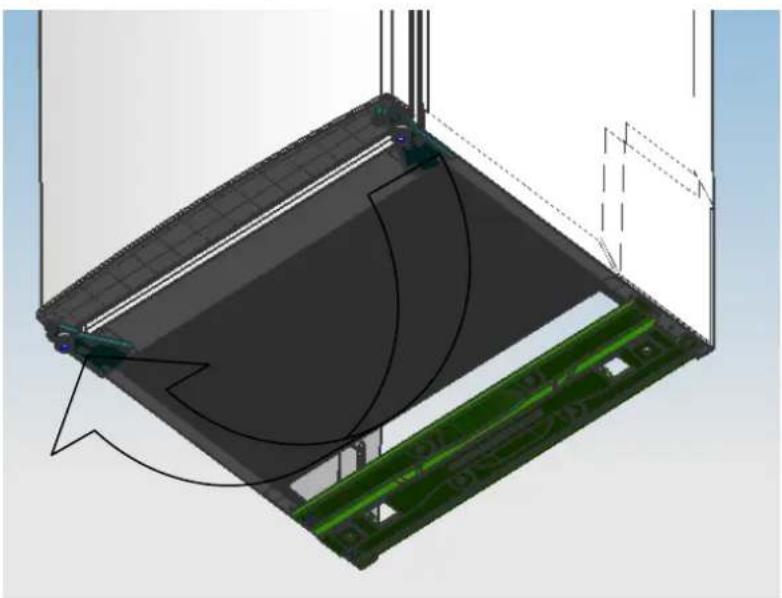 3D CAD model of a modular electronic component with green circuit board and grid structure (no text or symbols)