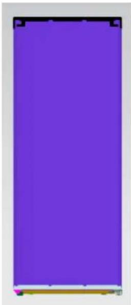 Solid purple rectangular shape with black corner brackets and a small pink icon at the bottom (no text or symbols)