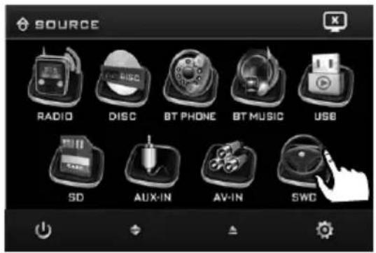 SOURCE RADIO DISC BT PHONE BT MUSIC USB SD AUX-IN AV-IN SWC