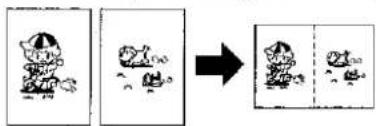 Diagram showing a cartoon character evolving from two separate panels to a single panel, with Chinese text labels.