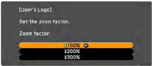 [User's Logo] Set the zoom factor. Zoom factor: 100% 200% 300%