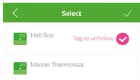 Select Hall Stat Tap to unfollow Master Thermostat