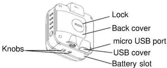 Knobs Lock Back cover micro USB port USB cover Battery slot