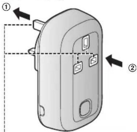Diagram of a device with labeled parts and directional arrows indicating assembly or alignment.