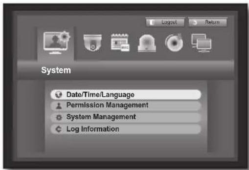System Date/Time/Language Permission Management System Management Log Information