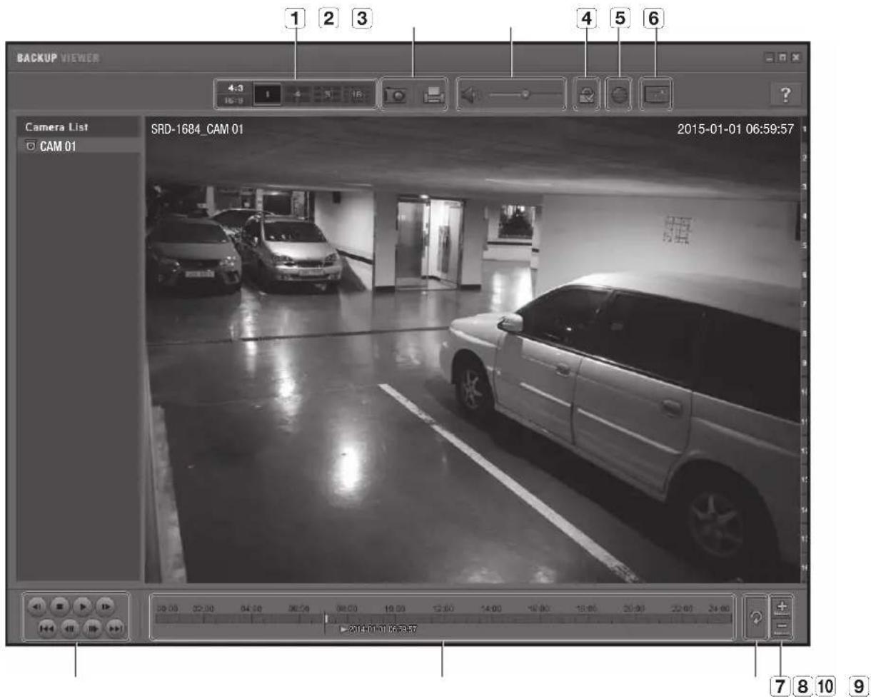 BACKUP VIEWER Camera List CAM 01 SRD-1684_CAM 01 2015-01-01 06:59:57 2014-01-01 06:33:57 7 8 10 9