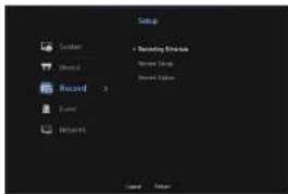 Setup + Screening Status Show Setup Show Status Record Show Settings Cancel Return
